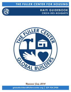 THE FULLER CENTER FOR HOUSING HAITI GUIDEBOOK