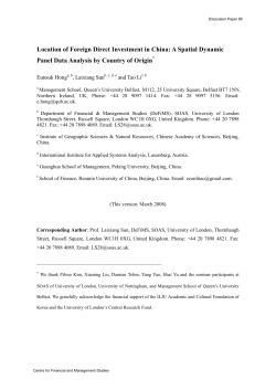 Location of Foreign Direct Investment in China: A Spatial Dynamic