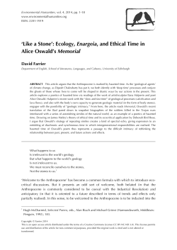 Ecology, Enargeia, and Ethical Time in Alice Oswald`s Memorial