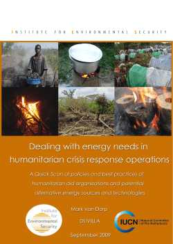 Dealing with energy needs in humanitarian crisis response operations