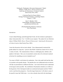1 Probing the &ldquo;Redemptive Movement Hermeneutic&rdquo; Model