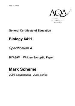 A-level Human Biology Mark scheme Unit 8 - Written Synoptic