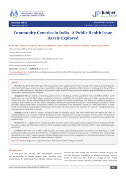 Community Genetics in India- A Public Health Issue Rarely Explored