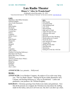Disney`s Alice In Wonderland movie script
