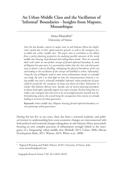 An Urban Middle Class and the Vacillation of `Informal` Boundaries