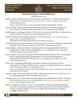 Internship Program - Legislative Assembly of Saskatchewan