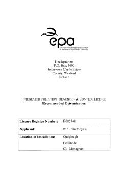 Licence Register Number: P.O. Box 3000 Recommended