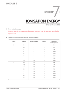 ionisation energy - Atomic Theory and Periodic Table