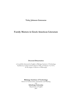 Family Matters in Greek American Literature