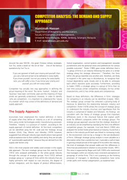 COMPETITOR ANALYSIS: THE DEMAND AND SUPPLY APPROACH