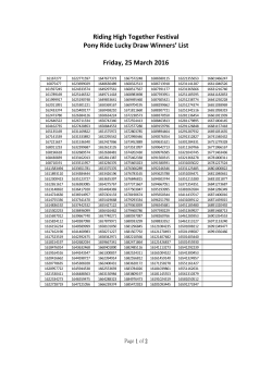 Riding High Together Festival Pony Ride Lucky Draw Winners` List
