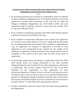 CHARTER FOR ASSOCIATIONS WHO HAVE BEEN