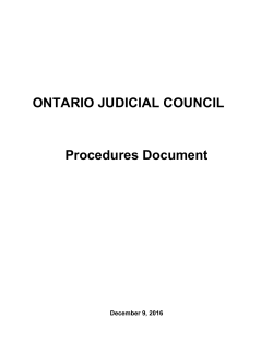 ONTARIO JUDICIAL COUNCIL Procedures Document