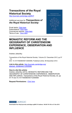 Transactions of the Royal Historical Society MONASTIC REFORM