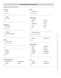 Interests/Favorites Inventory