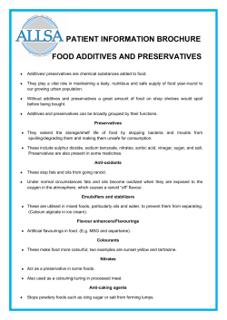 patient information brochure food additives and preservatives