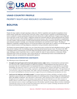 BOLIVIA - USAID Land Tenure and Property Rights