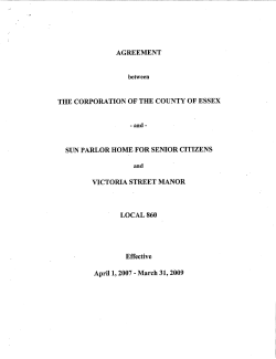 AGREEMENT THE CORPORATION OF THE COUNTY OF ESSEX