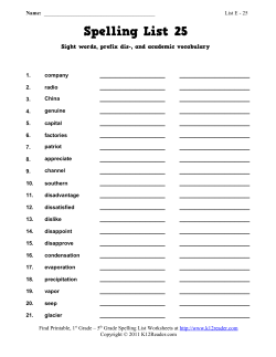 Fifth Grade Spelling Words Worksheet | Week 25