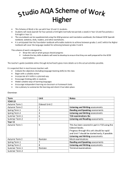 Overview: Term Unit Notes YEAR 10 Autumn Term 1 Edexcel Unit 2