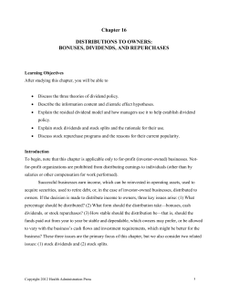 Chapter 16 DISTRIBUTIONS TO OWNERS: BONUSES, DIVIDENDS