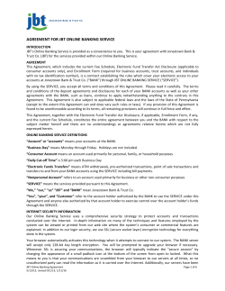 Sample Account and EFT Act Disclosure Agreement