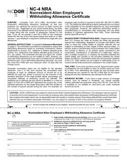 NC-4 NRA - North Carolina Department of Revenue