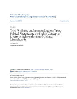 The 1754 Excise on Spirituous Liquors: Taxes, Political Rhetoric