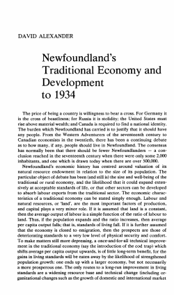 Newfoundland`s Traditional Economy and Development to 1934