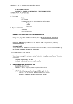 HANDOUT 1. DRAMA AS INTERACTION. TURN TAKING SYSTEM. I