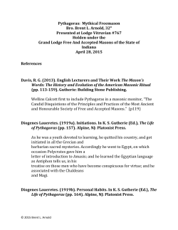 Pythagoras: Mythical Freemason Bro. Brent L. Arnold, 32&deg; Presented
