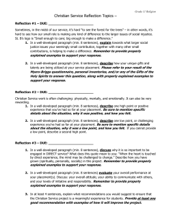 Christian Service Reflection Topics –