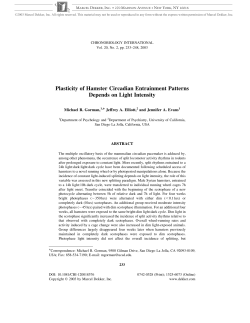 Plasticity of Hamster Circadian Entrainment Patterns