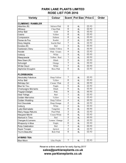 PARK LANE PLANTS LIMITED ROSE LIST FOR 2016 sales
