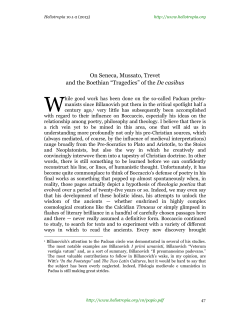 On Seneca, Mussato, Trevet and the Boethian &ldquo;Tragedies&rdquo; of the De