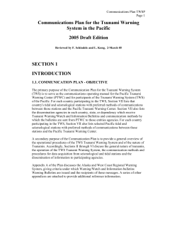 Communications Plan for the Tsunami Warning System in the