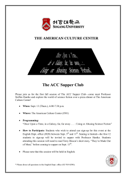 THE AMERICAN CULTURE CENTER The ACC Supper Club