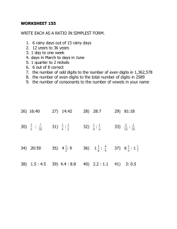 WORKSHEET 155 WRITE EACH AS A RATIO IN SIMPLEST FORM