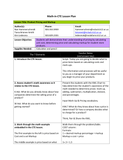 Product Pricing and Markup