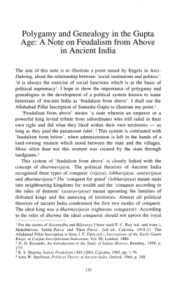 Polygamy and Genealogy in the Gupta Age: A Note on Feudalism