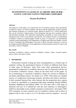 TO-INFINITIVE CLAUSES IN ACADEMIC DISCOURSE – NATIVE