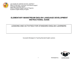 ELEMENTARY MAINSTREAM ENGLISH LANGUAGE