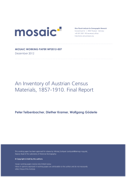 An Inventory of Austrian Census Materials, 1857