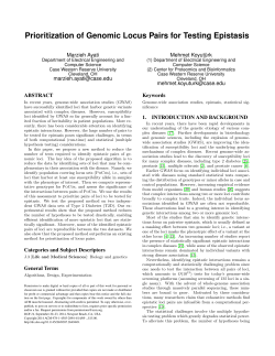 Prioritization of Genomic Locus Pairs for Testing Epistasis