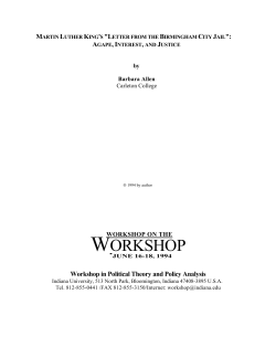 MARTIN LUTHER KING`S "LETTER FROM THE BIRMINGHAM CITY