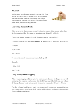 Converting Rands to Cents Using Money When