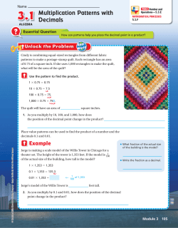 3.1, Algebra Patterns with Multiplying Decimals