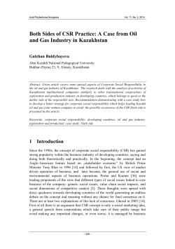 A Case from Oil and Gas Industry in Kazakhstan