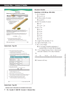 Answer Key &bull; Lesson 2: Tenths