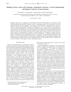 Binding of Fatty Acids to &beta;-Cryptogein: Quantitative Structure